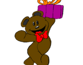 Coloring page Teddy bear with present painted bydhruvi