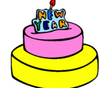 Coloring page New year cake painted byJayden 