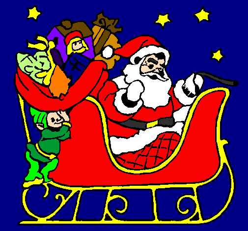 Father Christmas in his sleigh