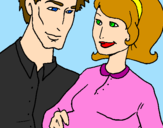 Coloring page Father and mother painted bymorgan