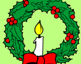 Coloring page Christmas wreath and candle painted byjavi