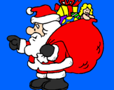 Coloring page Santa Claus with the sack of presents painted bymike
