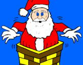 Coloring page Santa Claus on the chimney painted bypeter