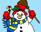 Coloring page Snowman with scarf painted bypeter