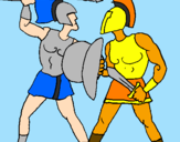Coloring page Gladiator fight painted bylogan