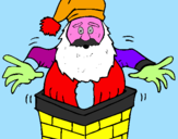 Coloring page Santa Claus on the chimney painted bykaima