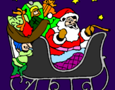 Coloring page Father Christmas in his sleigh painted byNEUS