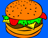 Coloring page Hamburger with everything painted byrex