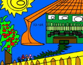 Coloring page Japanese house painted byelizeth