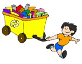 Coloring page Little boy recycling painted bybarvanka