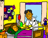 Coloring page Little boy in hospital painted bylalagirl