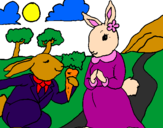Coloring page Rabbits painted byluciana
