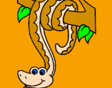 Coloring page Snake hanging from a tree painted byLuke