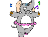 Coloring page Elephant wearing tutu painted byAmber
