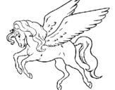 Coloring page Pegasus flying painted byunicorn