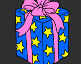 Coloring page Present wrapped in starry paper painted byantonella berlar