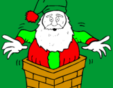 Coloring page Santa Claus on the chimney painted byjojo
