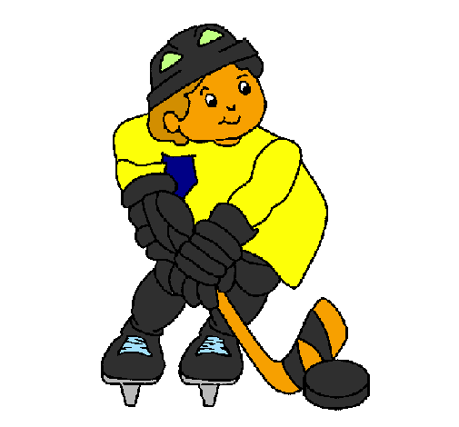 Little boy playing hockey