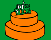 Coloring page New year cake painted byalberto