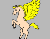 Coloring page Pegasus on hind legs painted byRina
