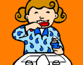 Coloring page Little girl brushing her teeth painted byKelly