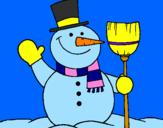 Coloring page snowman with broom painted byjamie