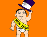 Coloring page Baby New Year painted byJD