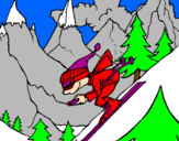 Coloring page Skier painted bydd