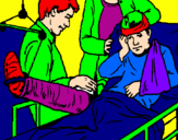 Coloring page Little boy with broken leg painted bydd