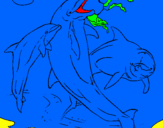 Coloring page Dolphins playing painted bydaniel
