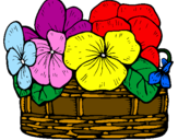 Coloring page Basket of flowers 12 painted bysima