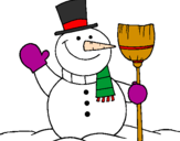 Coloring page snowman with broom painted bypablo