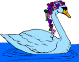 Coloring page Swan with flowers painted byalex