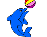 Coloring page Dolphin playing with a ball painted bydaniel