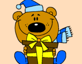Coloring page Teddy bear with present painted bymory
