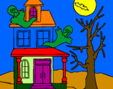 Coloring page Ghost house painted bymn