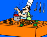 Coloring page Cook in the kitchen painted bykelan