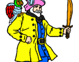 Coloring page Pirate with parrot painted bykelan