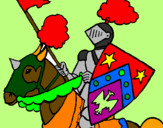 Coloring page Knight on horseback painted bykelan