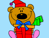 Coloring page Teddy bear with present painted bymathiasg