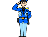 Coloring page Police officer waving painted bykelan