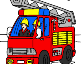 Coloring page Fire engine painted bykelan