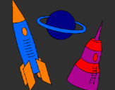 Coloring page Rocket painted byLisa