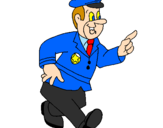 Coloring page Happy police officer painted bykelan