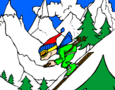 Coloring page Skier painted bykelan