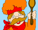 Coloring page Chef with moustache painted bymn