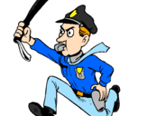 Coloring page Police officer running painted bykelan