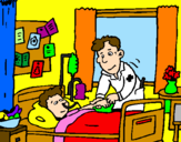 Coloring page Little boy in hospital painted bymn