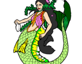 Coloring page Mermaid with long hair painted byAshleigh
