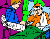 Coloring page Little boy with broken leg painted bykelan
